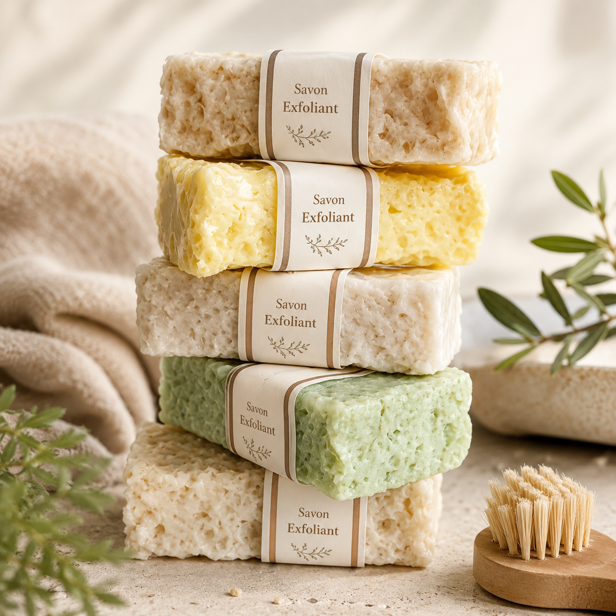 Saponi esfolianti gommage — produzione semi-industriale di cosmetici solidi in private label — FABRICOSMETIC, Tunisia