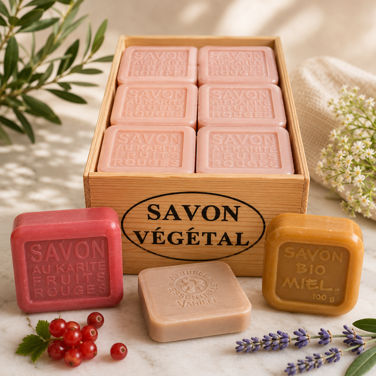 Sapone al karité & frutti rossi — produzione semi-industriale di cosmetici solidi in private label — FABRICOSMETIC, Tunisia