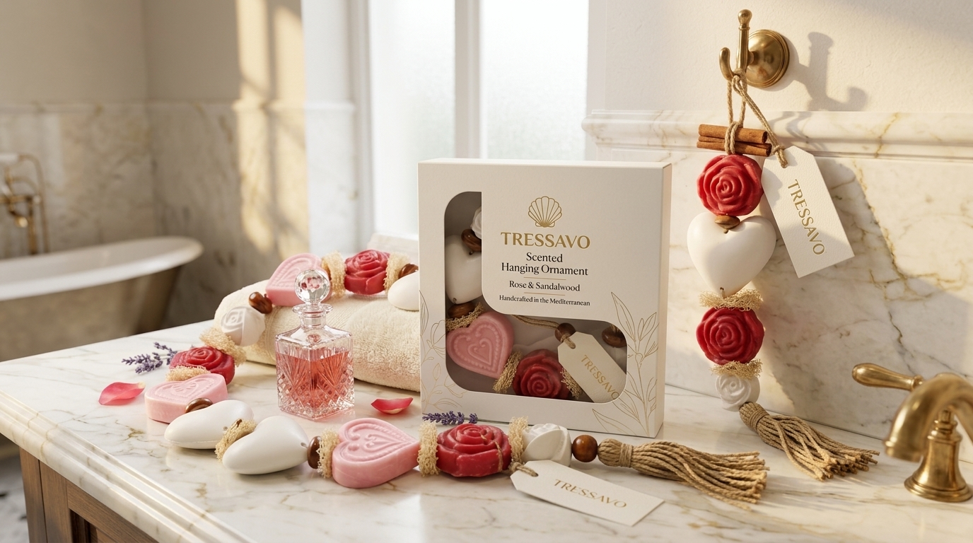 Sospensione Rosa & Sandalo — mise en scène bagno — produzione semi-industriale di cosmetici solidi in private label — FABRICOSMETIC, Tunisia